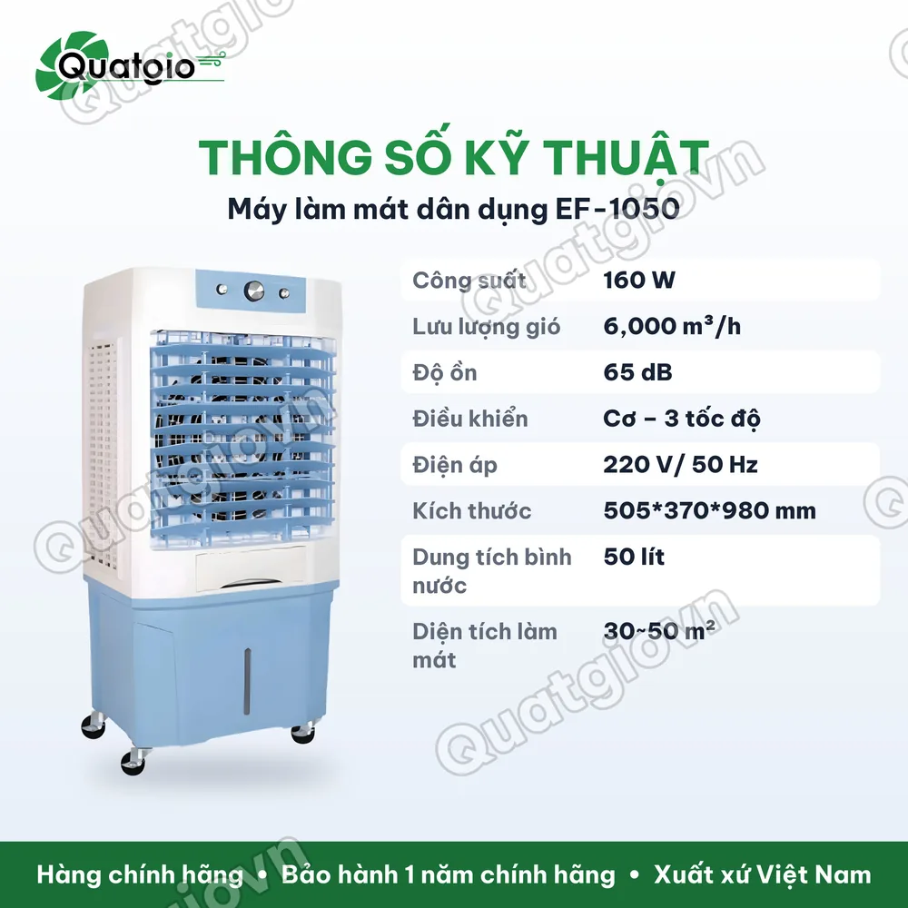 Thông số kỹ thuật Máy làm mát hơi nước EFan EF-1050