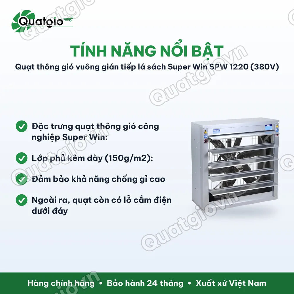 Tính năng nổi bật Quạt thông gió công nghiệp Superwin SPW-1220