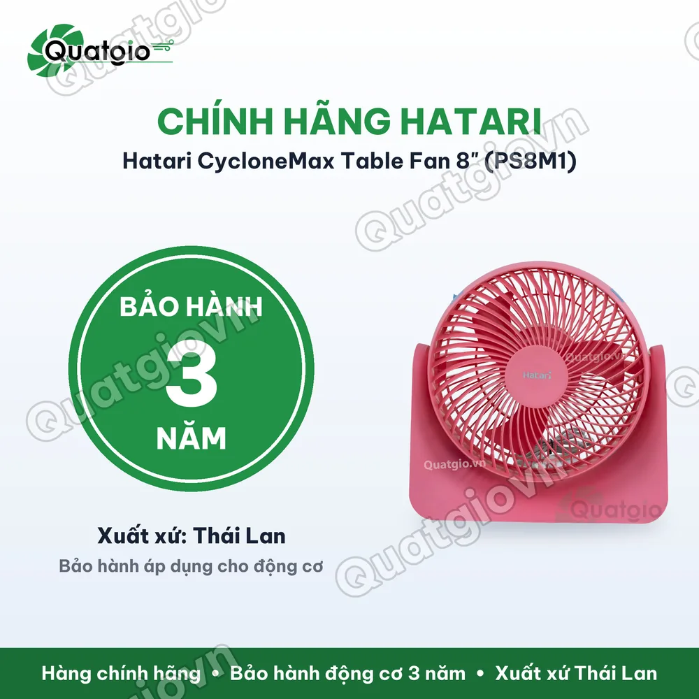 Bảo hành chính hãng Quạt bàn Hatari PS8M1