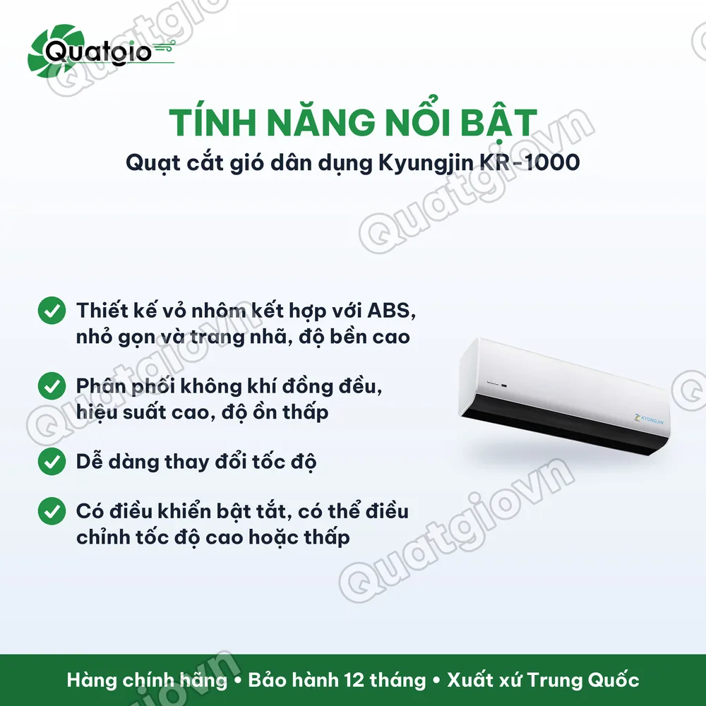 Tính năng nổi bật Quạt cắt gió KYUNGJIN KR-900/KR-1000/KR-1200/KR-1500/KR-1800