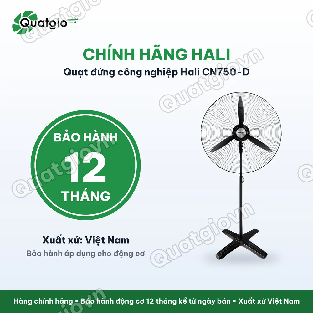 Bảo hành chính hãng Quạt đứng công nghiệp HALI CN750-D