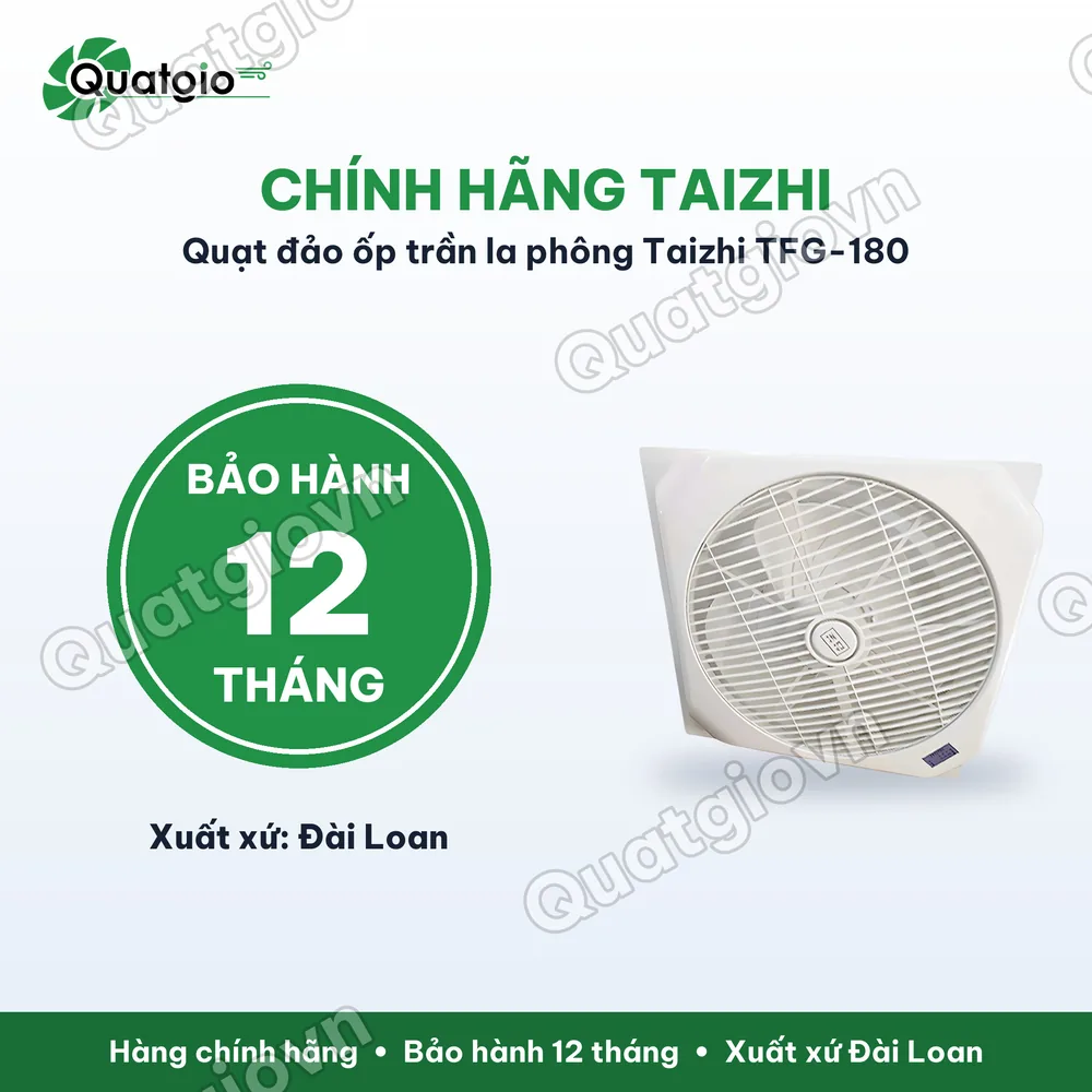 Bảo hành chính hãng Quạt đảo âm trần dạng hộp Taizhi TFG180