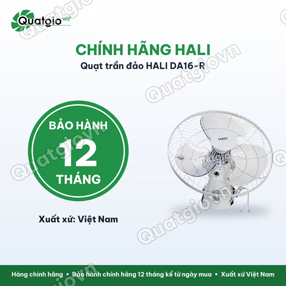 Bảo hành chính hãng Quạt đảo trần Hali DA16R có remote
