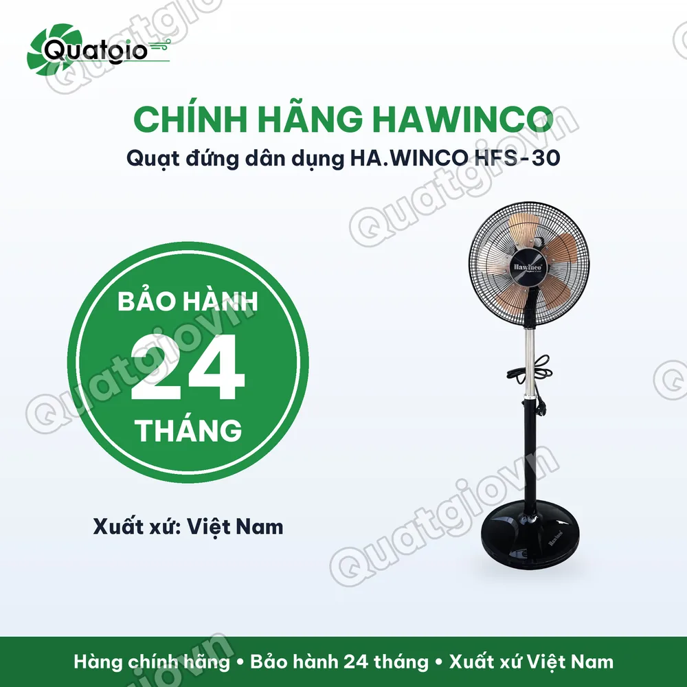 Bảo hành chính hãng Quạt đứng bán công nghiệp Hawin.co HFS-30 / HFS-35 / HFS-40 / HFS-45
