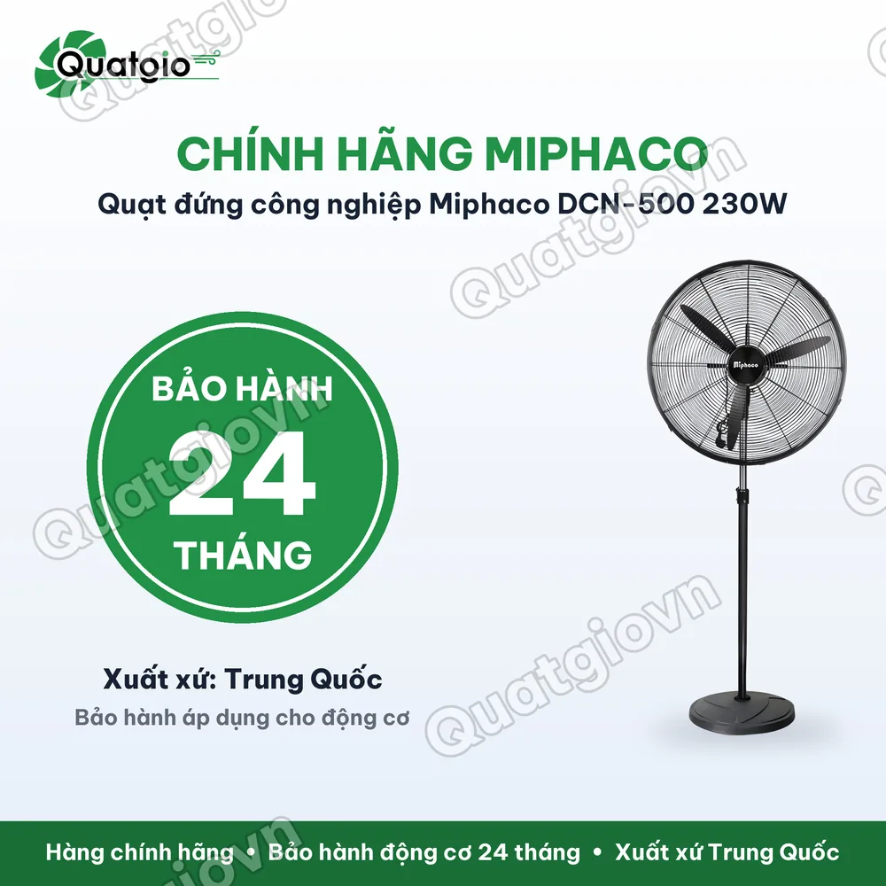 Bảo hành chính hãng Quạt đứng công nghiệp Miphaco DCN-500