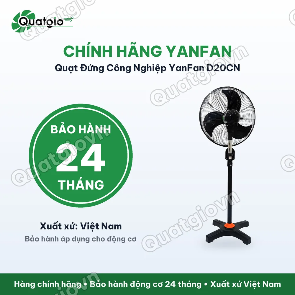Bảo hành chính hãng Quạt đứng công nghiệp Yanfan D20CN công suất 110W