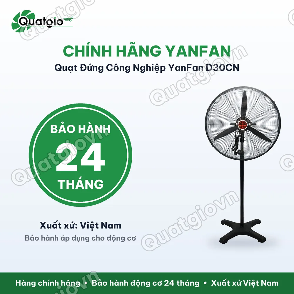Bảo hành chính hãng Quạt đứng công nghiệp Yanfan D30CN công suất 230W