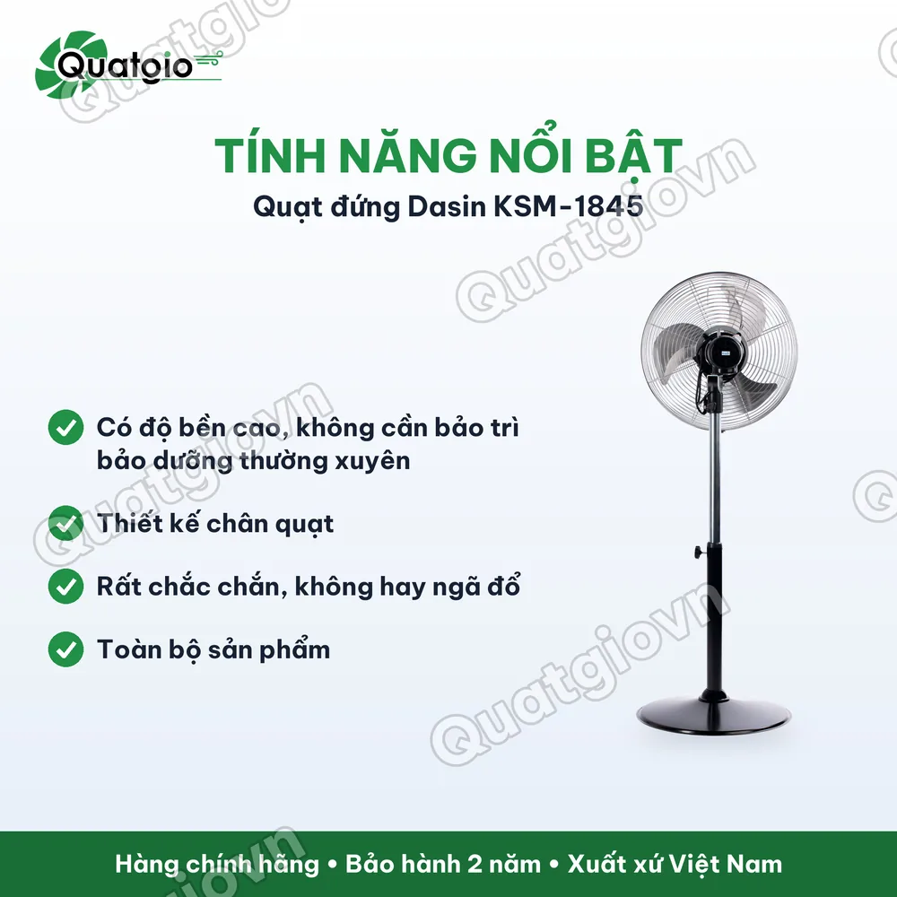 Tính năng nổi bật Quạt đứng Dasin KSM-1845