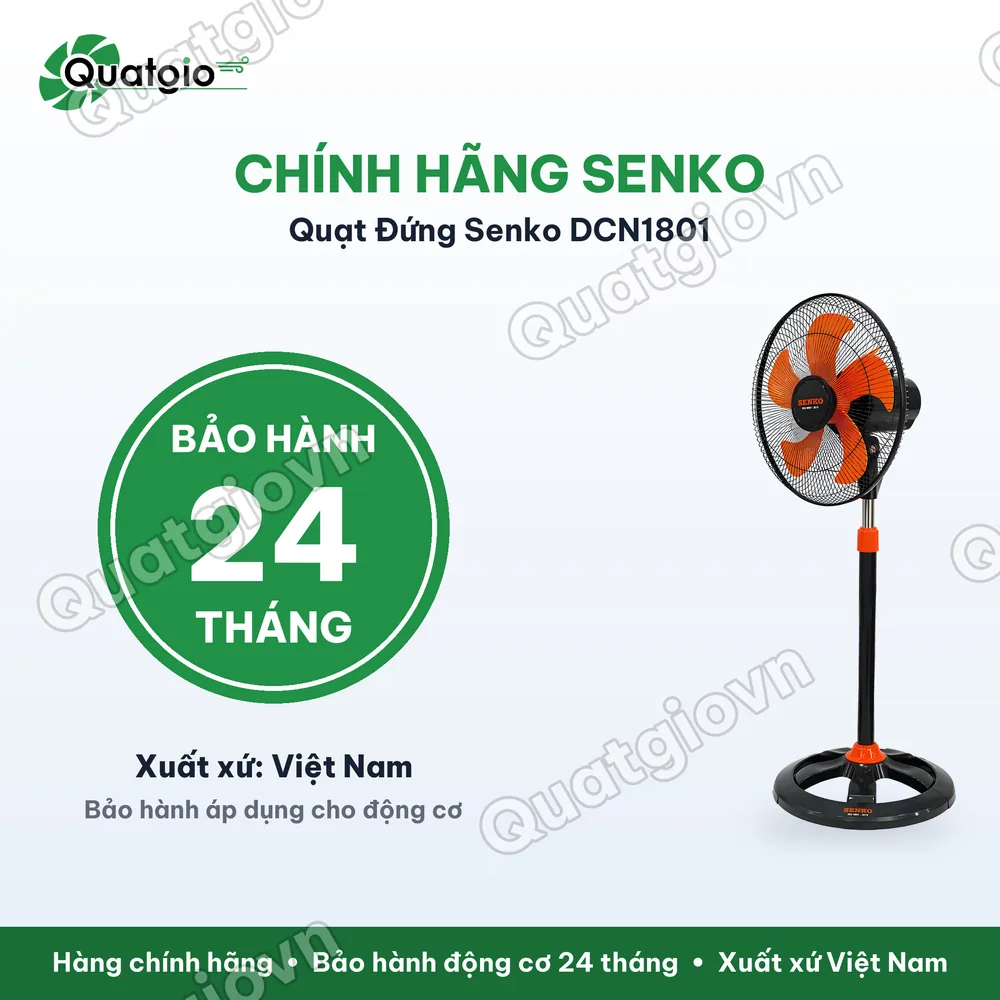 Bảo hành chính hãng Quạt đứng Senko DCN1801 75W