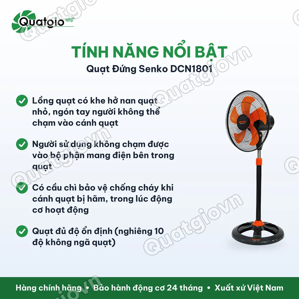 Tính năng nổi bật Quạt đứng Senko DCN1801 75W