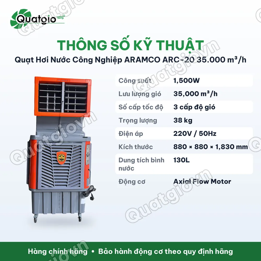 Thông số kỹ thuật Quạt Hơi Nước Aramco ARC-20