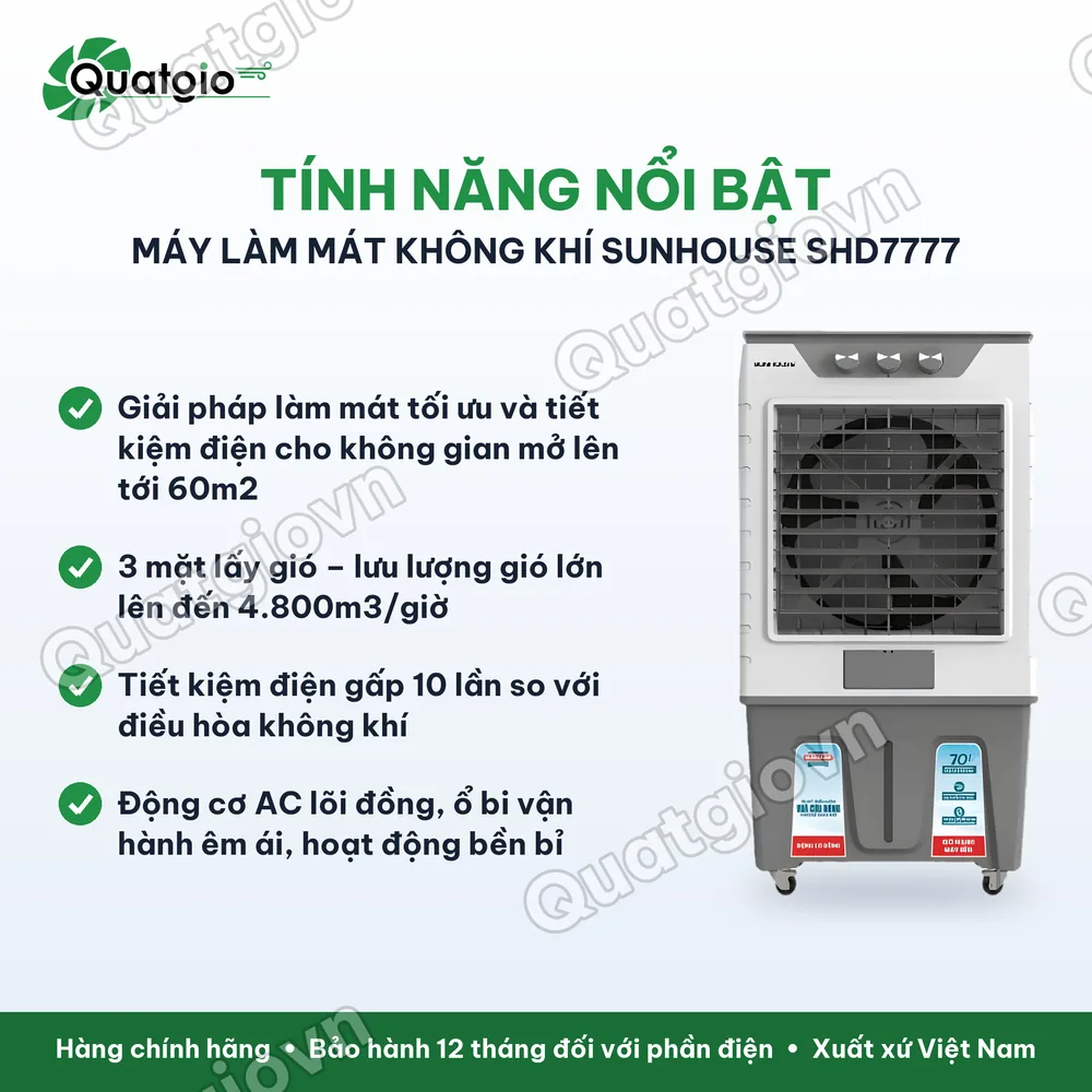 Tính năng nổi bật Quạt hơi nước SUNHOUSE SHD7777