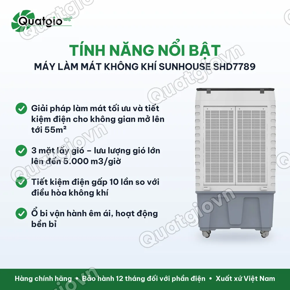 Tính năng nổi bật Quạt hơi nước SUNHOUSE SHD7789