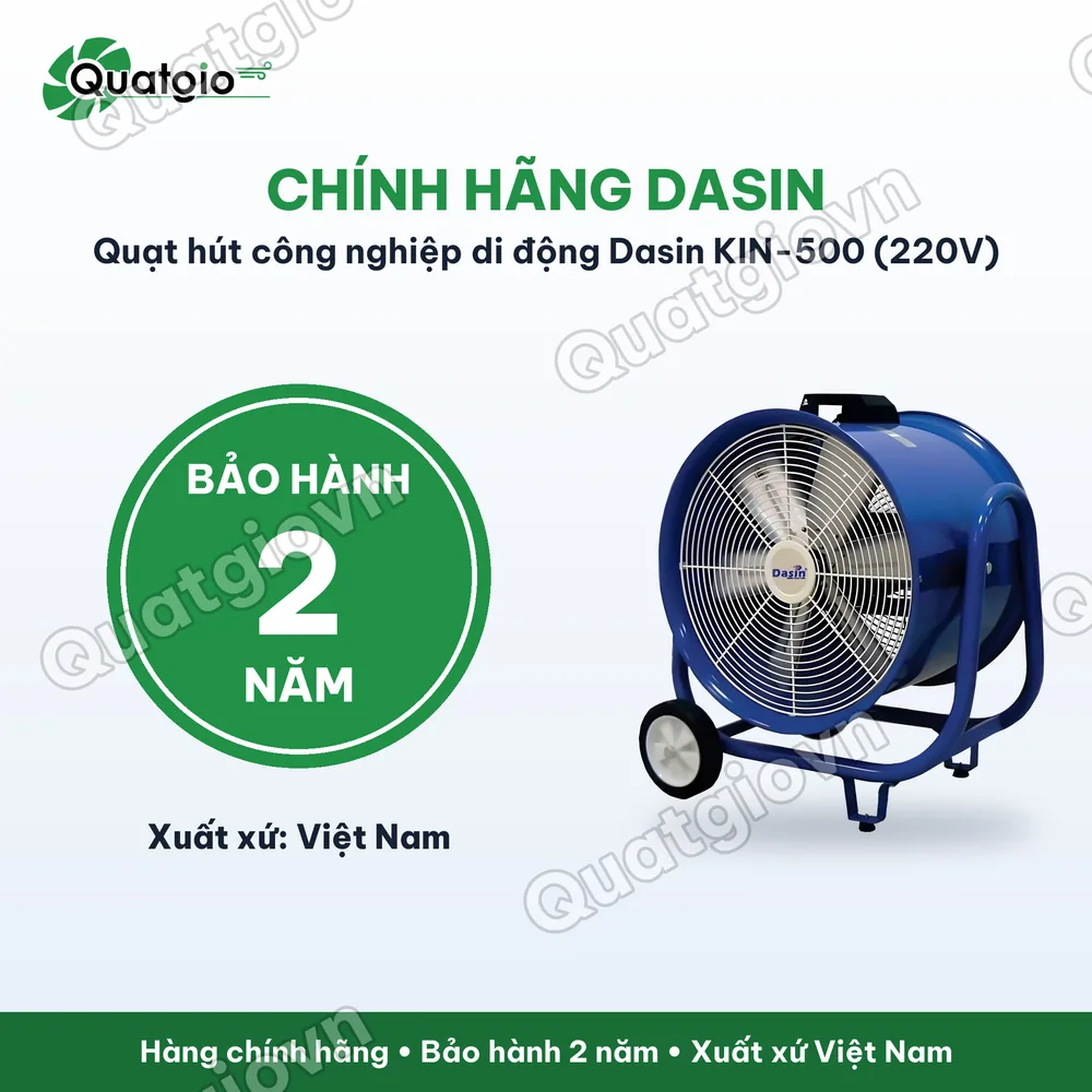 Bảo hành chính hãng Quạt thông gió di động Dasin KIN-500