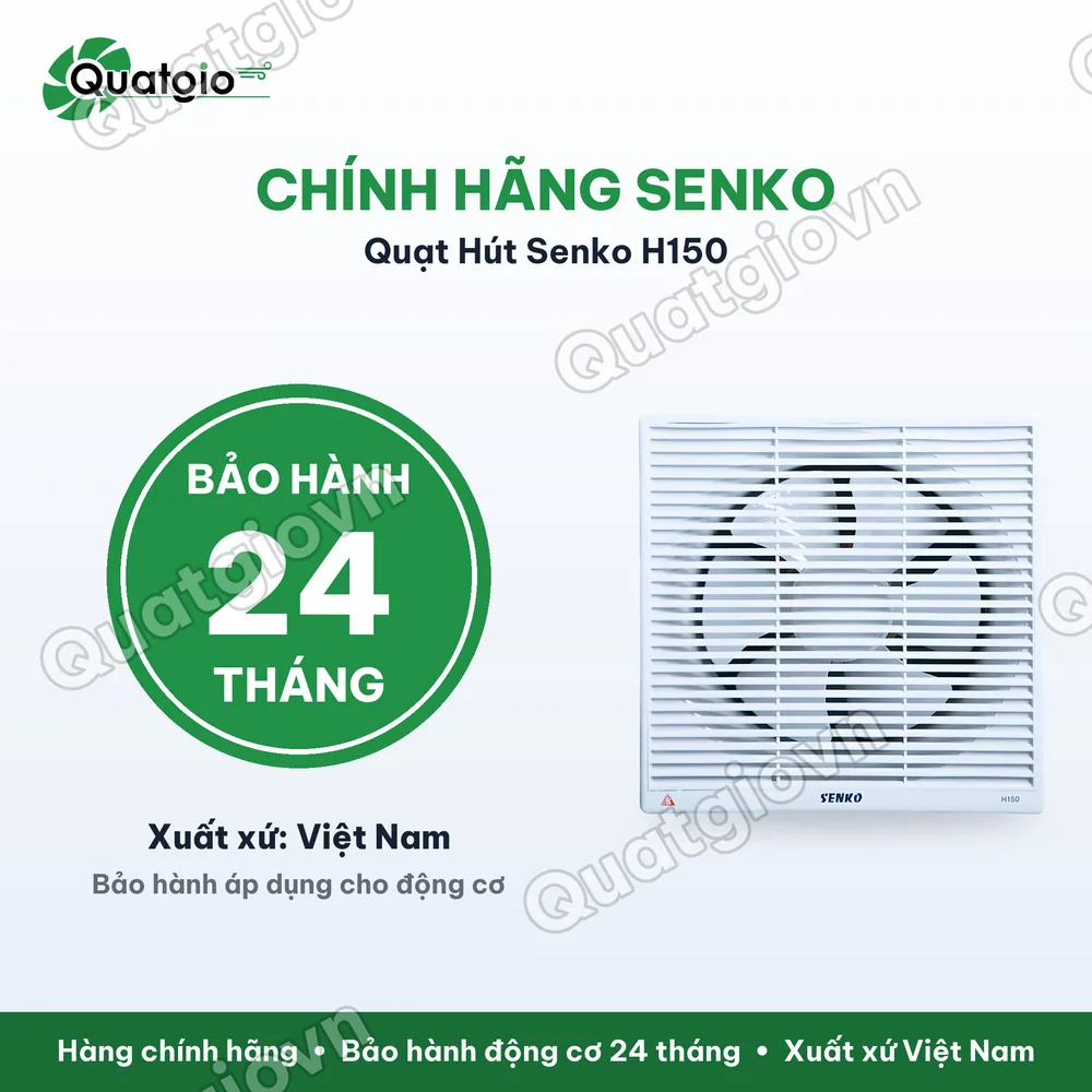 Bảo hành chính hãng Quạt hút tường Senko H150 30w