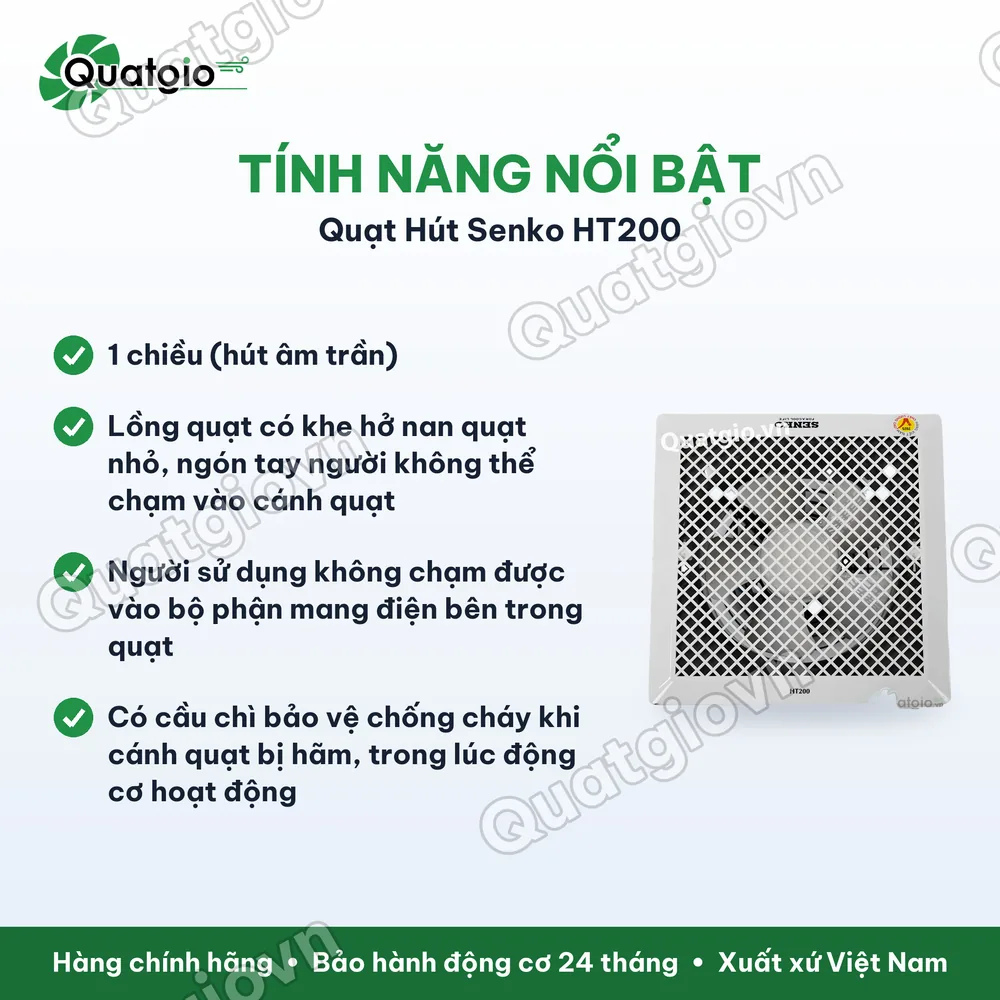 Tính năng nổi bật Quạt hút trần Senko HT200 35w