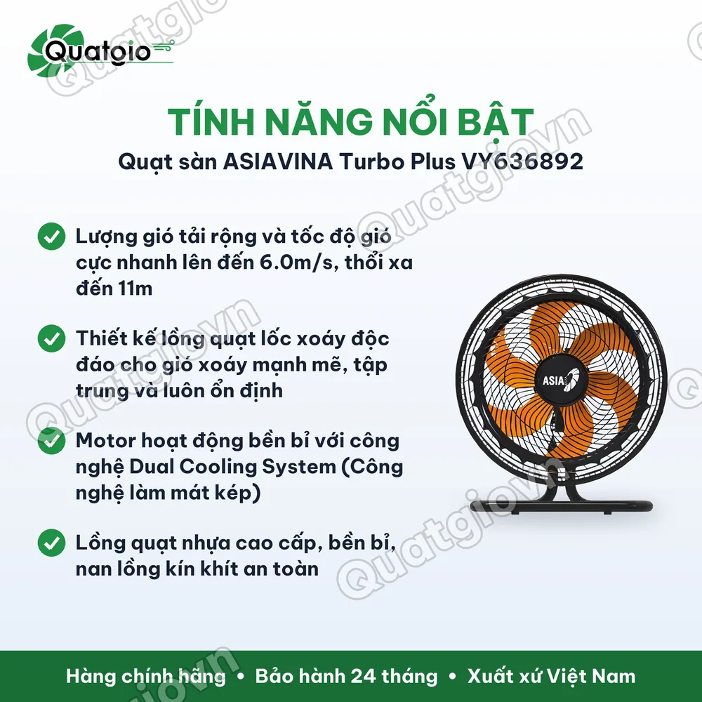 Tính năng nổi bật Quạt sàn ASIAVINA TURBO PLUS VY636892