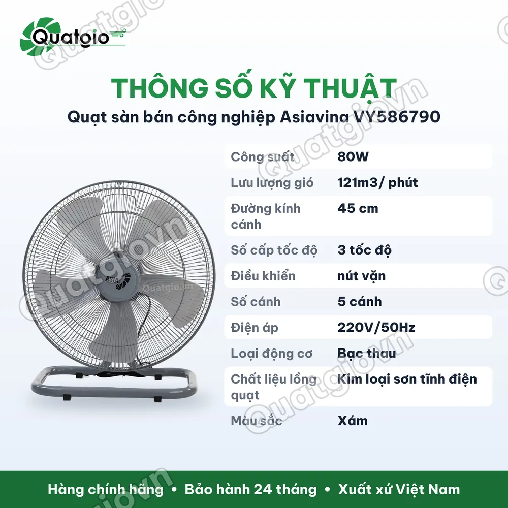 Thông số kỹ thuật Quạt sàn Bán Công Nghiệp Asia VY586790