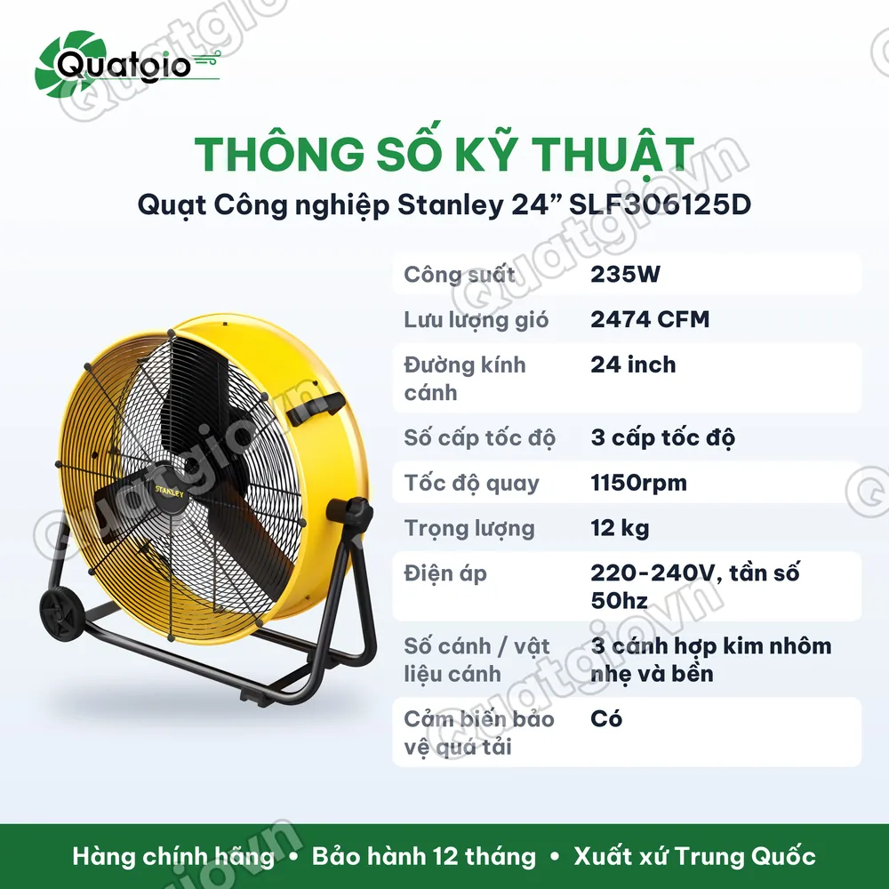 Thông số kỹ thuật Quạt sàn STANLEY SLF306125D
