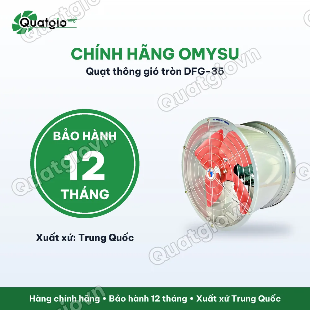 Bảo hành chính hãng Quạt thông gió Omysu FG-35C-4