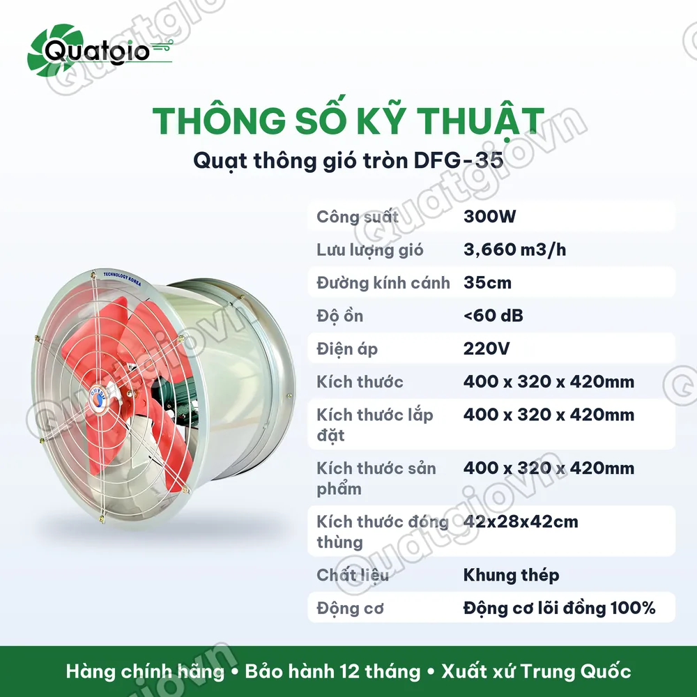 Thông số kỹ thuật Quạt thông gió Omysu FG-35C-4