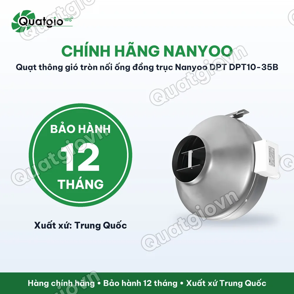 Bảo hành chính hãng Quạt thông gió tròn nối ống đồng trục Nanyoo