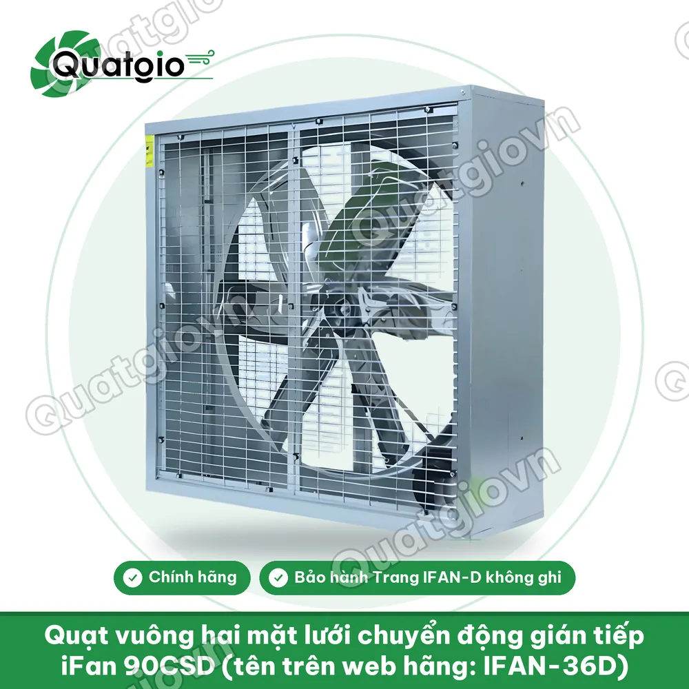 Thông tin Quạt thông gió vuông gián tiếp 2 mặt lưới IFAN-90CSD / IFAN-106CSD / IFAN-122CSD / IFAN-138CSD