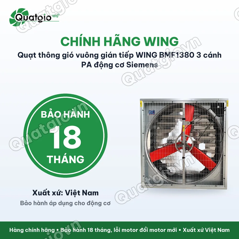 Bảo hành chính hãng Quạt thông gió vuông gián tiếp 3 cánh PA Động cơ SIEMENS BMF1380 / BMF1220 / BMF1100