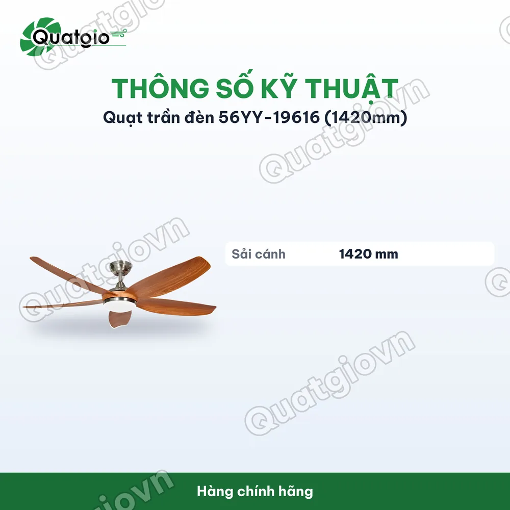 Thông số kỹ thuật Quạt trần đèn 56YY-19616