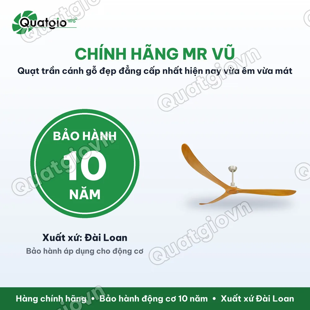 Bảo hành chính hãng Quạt trần Timmer 100