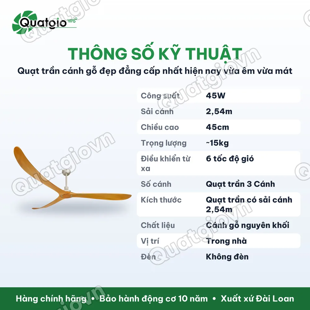 Thông số kỹ thuật Quạt trần Timmer 100