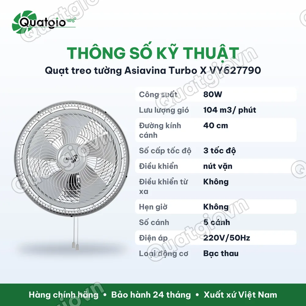 Thông số kỹ thuật Quạt treo ASIAvina Turbo X