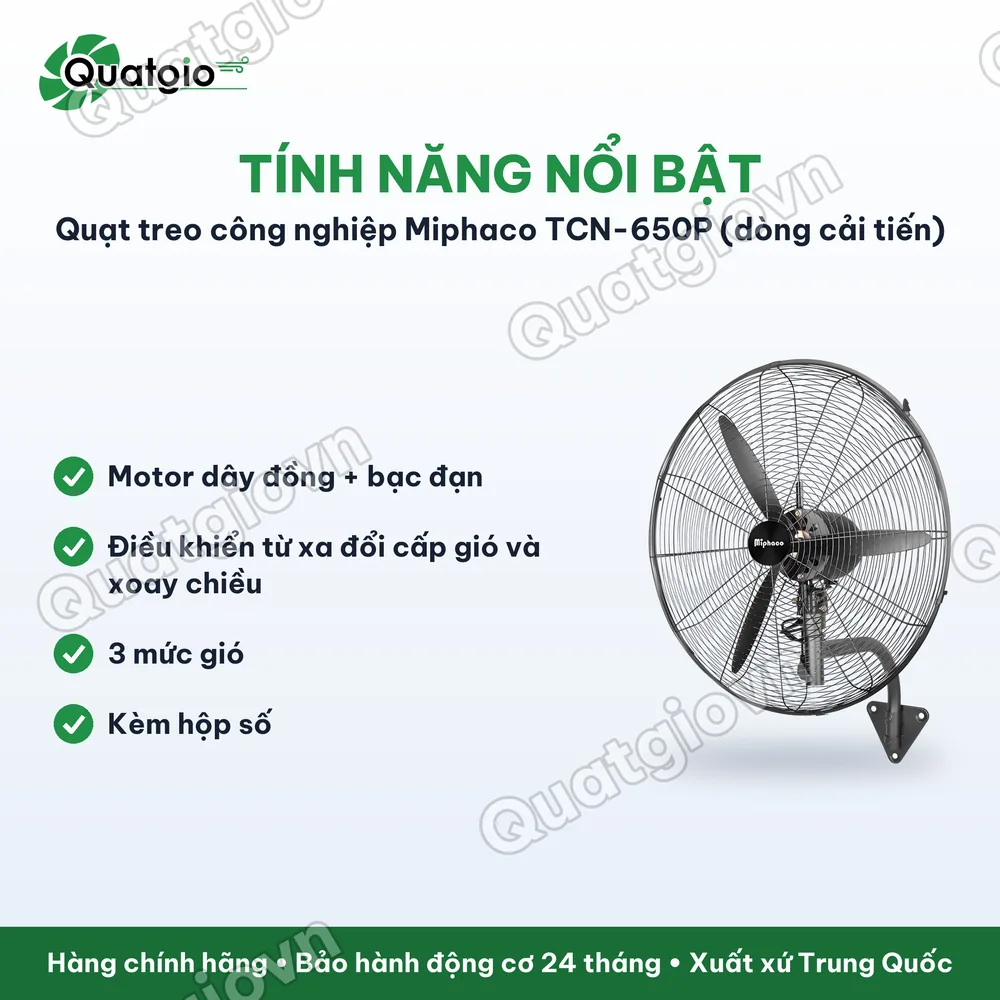Tính năng nổi bật Quạt treo công nghiệp Miphaco TCN-650P