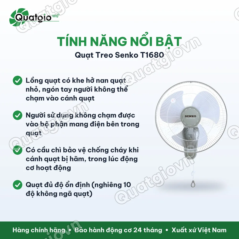 Tính năng nổi bật Quạt treo SENKO T1680 47w