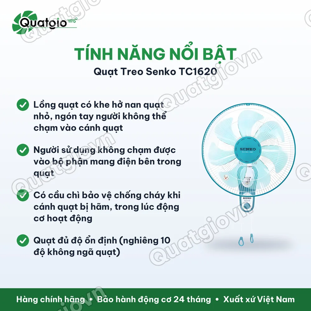 Tính năng nổi bật Quạt treo SENKO TC1620 65w