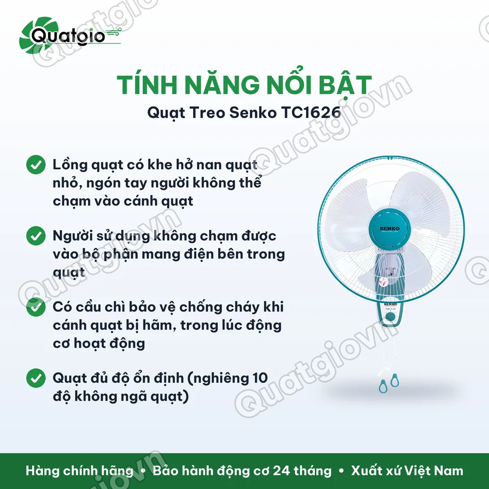 Tính năng nổi bật Quạt treo SENKO TC1626 47w