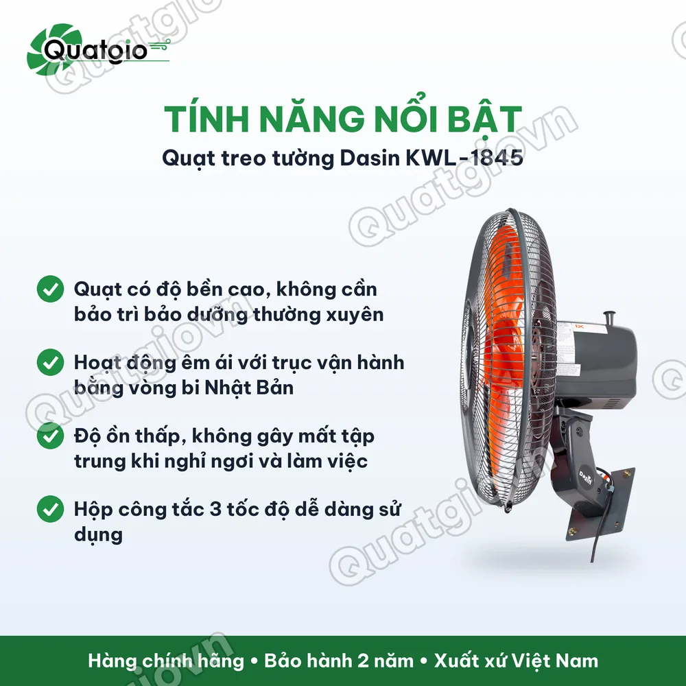 Tính năng nổi bật Quạt Treo Tường Dasin KWL-1845 -126W