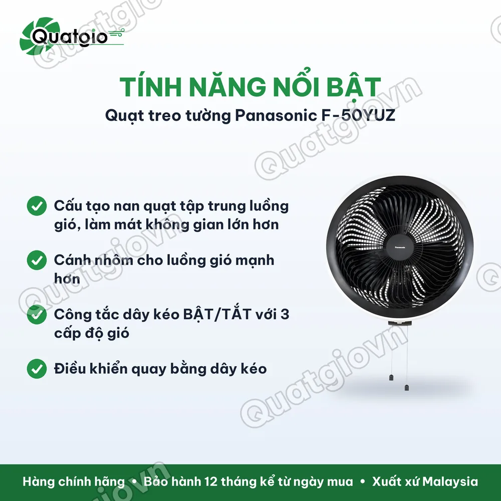Tính năng nổi bật Quạt treo tường Panasonic F‑50YUZ