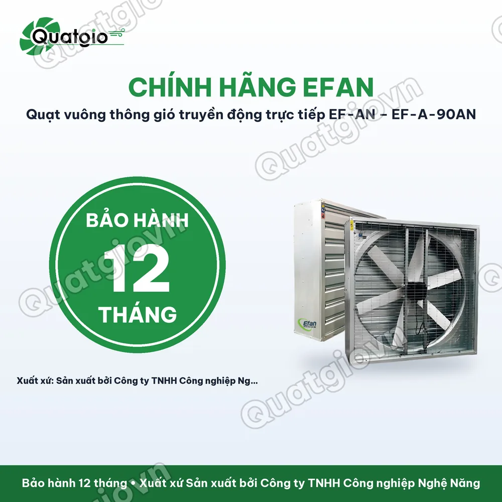 Bảo hành chính hãng Quạt vuông thông gió truyền động trực tiếp Efan EF-A-90AN / EF-A-106AN / EF-A-122AN / EF-A-138AN